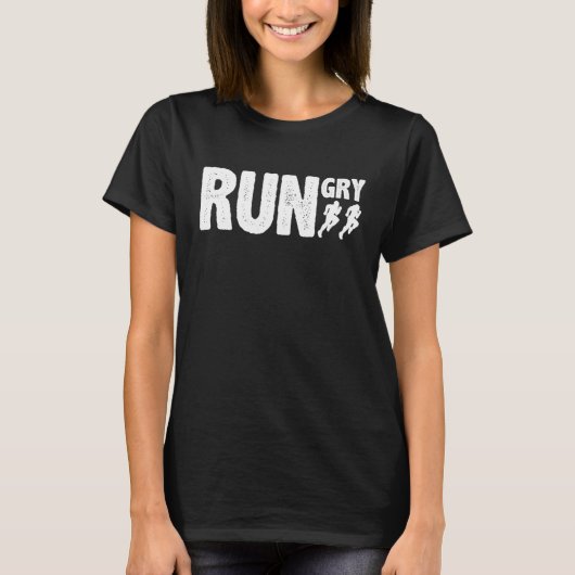 Funny Rungry Runner Slogan Running T-shirt (Voorkant)
