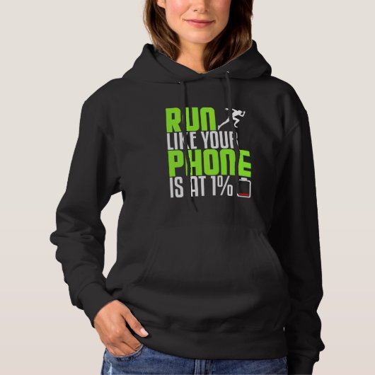 Funny Runner als telefoon op halve marathon G Hoodie (Voorkant)