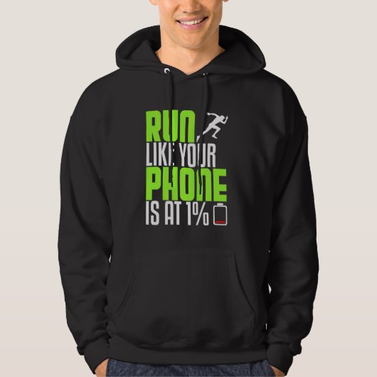 Funny Runner als telefoon op halve marathon G Hoodie (Voorkant)