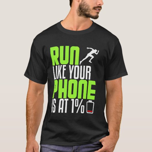 Funny Runner als telefoon op halve marathon G T-shirt (Voorkant)