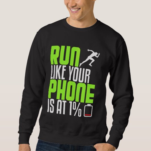 Funny Runner als telefoon op halve marathon G Trui (Voorkant)