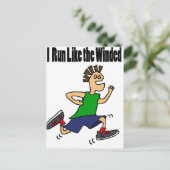 Funny Runner Cartoon Briefkaart (Staand voorkant)