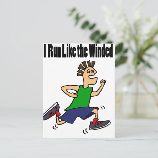 Funny Runner Cartoon Briefkaart (Staand voorkant)