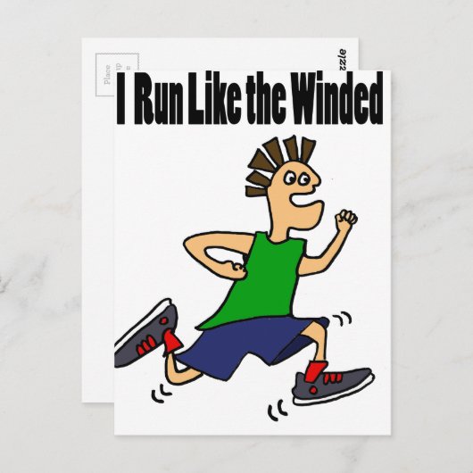 Funny Runner Cartoon Briefkaart (Voorkant / Achterkant)