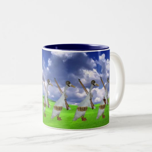 Funny runner duck tweekleurige koffiemok (Voorkant rechts)