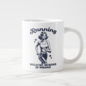 Funny Running Because Murder Is Wrong Retro 20oz Grote Koffiekop (Rechts)