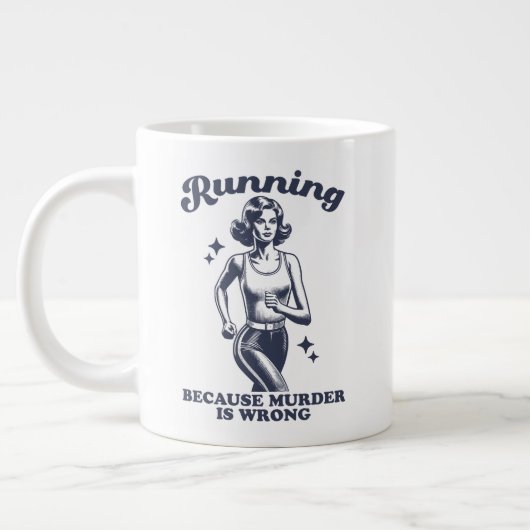 Funny Running Because Murder Is Wrong Retro 20oz Grote Koffiekop (Links)