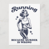 Funny Running Because Murder Is Wrong Retro Briefkaart (Voorkant)