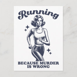 Funny Running Because Murder Is Wrong Retro Briefkaart