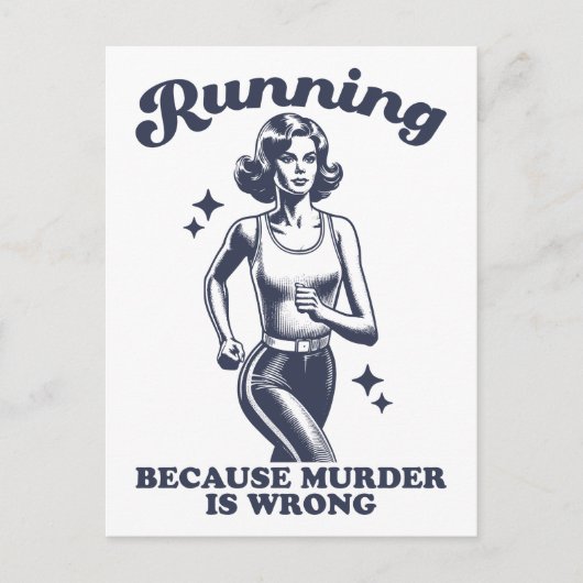 Funny Running Because Murder Is Wrong Retro Briefkaart (Voorkant)