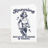 Funny Running Because Murder Is Wrong Retro Kaart (Voorkant)