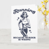 Funny Running Because Murder Is Wrong Retro Kaart (Gele Bloem)