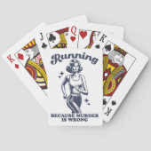 Funny Running Because Murder Is Wrong Retro Pokerkaarten (Achterkant)