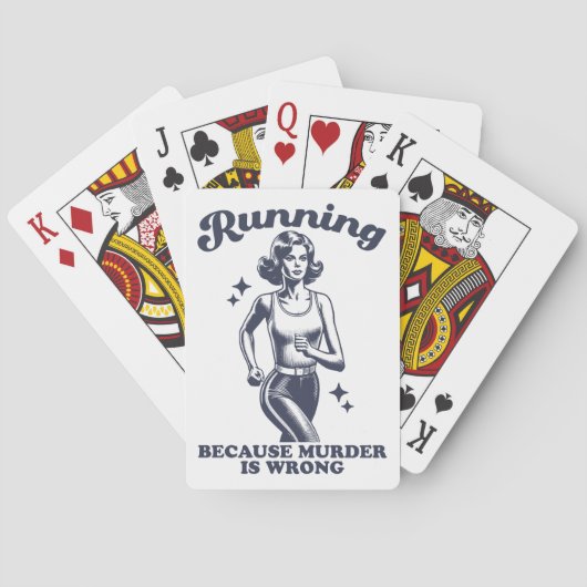 Funny Running Because Murder Is Wrong Retro Pokerkaarten (Achterkant)