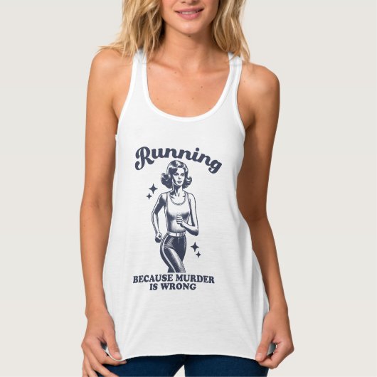 Funny Running Because Murder Is Wrong Retro Tanktop (Voorkant)