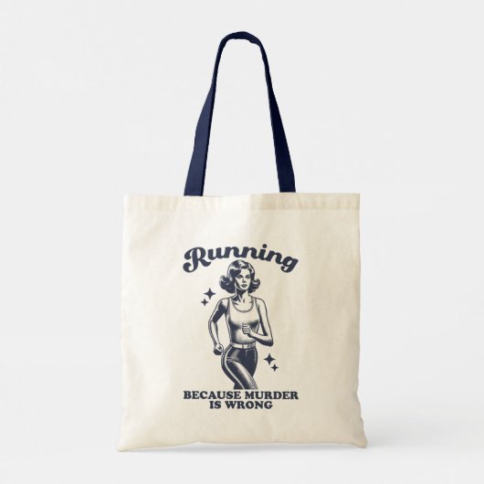 Funny Running Because Murder Is Wrong Retro Tote Bag (Achterkant)