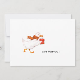 Funny Running Cartoon Duck Christmas Feestdagenkaart