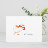 Funny Running Cartoon Duck Christmas Feestdagenkaart (Staand voorkant)