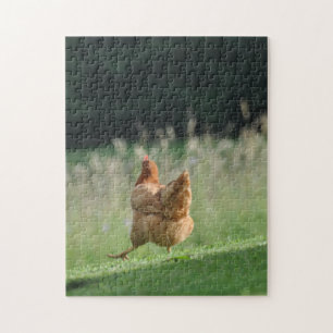 Funny Running Chicken Cute Farm Animals Foto Legpuzzel