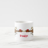 Funny running cool chicken cartoon illustration espresso kop (Voorkant)