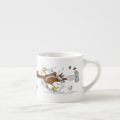 Funny running cool chicken cartoon illustration espresso kop (Rechts)