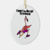 Funny Running Flamingo Keramisch Ornament (Rechts)