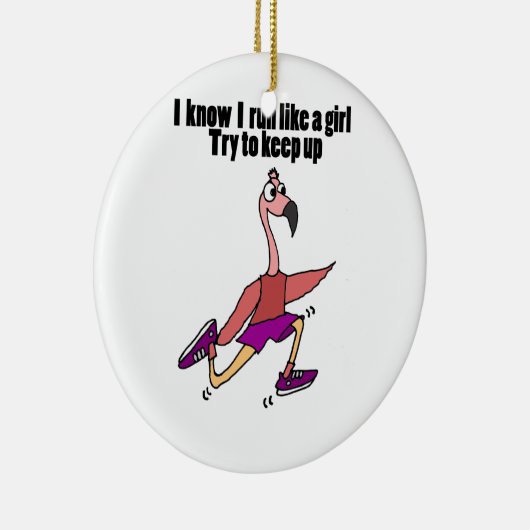 Funny Running Flamingo Keramisch Ornament (Rechts)