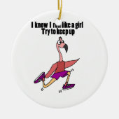 Funny Running Flamingo Keramisch Ornament (Voorkant)