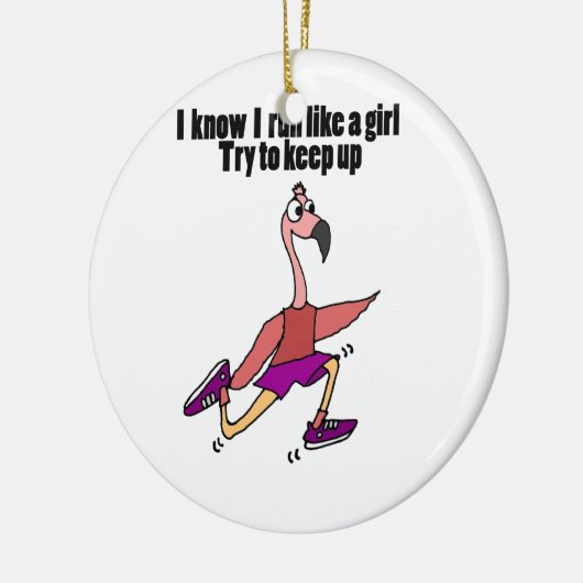 Funny Running Flamingo Keramisch Ornament (Links)
