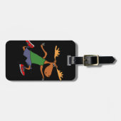 Funny Running Moose cartoon Bagagelabel (Voorkant horizontaal)