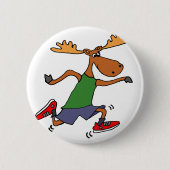 Funny Running Moose cartoon Ronde Button 5,7 Cm (Voorkant)