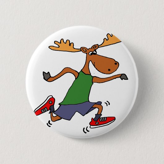 Funny Running Moose cartoon Ronde Button 5,7 Cm (Voorkant)