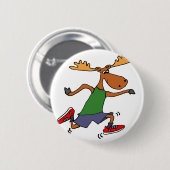 Funny Running Moose cartoon Ronde Button 5,7 Cm (Voorkant /achterkant)