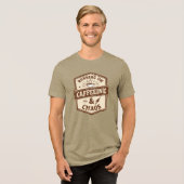 Funny "Running on Caffeine & Chaos" Quote Tri-Blend Shirt (Voorkant volledig)