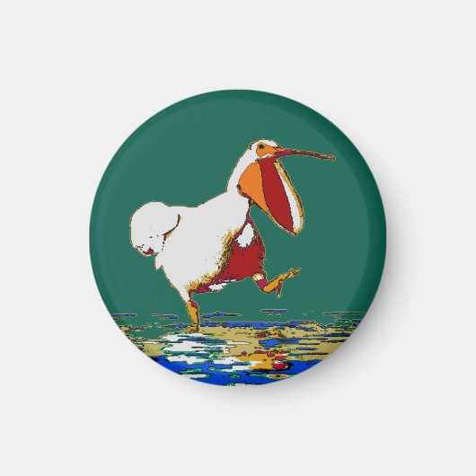 Funny Running Pelican Magneet (Voorkant)