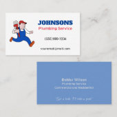 Funny Running Plumber Contractor Plumbing Service Visitekaartje (Voorkant / Achterkant)