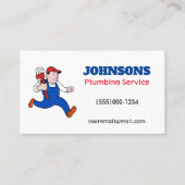 Funny Running Plumber Contractor Plumbing Service Visitekaartje (Voorkant)