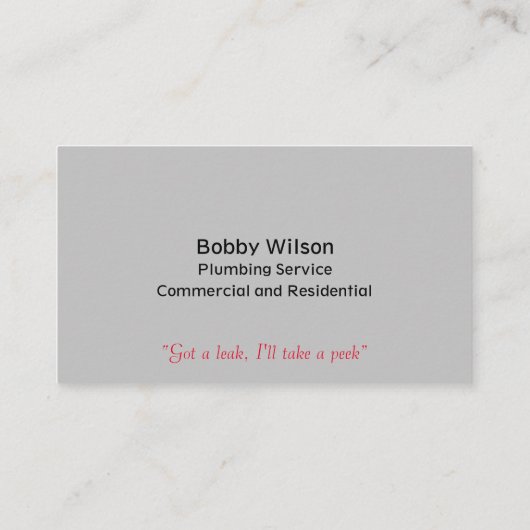 Funny Running Plumber Contractor Plumbing Service Visitekaartje (Achterkant)