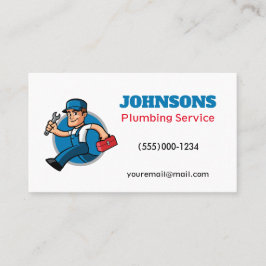 Funny Running Plumber Contractor Plumbing Service Visitekaartje