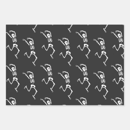 Funny Running Skeleton Black and White Halloween Inpakpapier Vel (Voorkant 3)