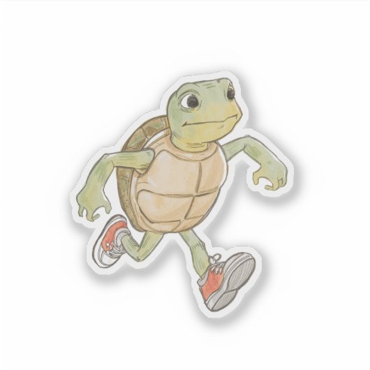 Funny Running Turtle Sticker | Cartoon (Voorkant)