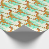 Funny Running Velociraptor Jurassic Dinosaur Art Cadeaupapier (Hoek)