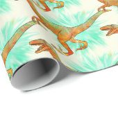 Funny Running Velociraptor Jurassic Dinosaur Art Cadeaupapier (Rol Hoek)