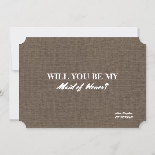 Funny Rustic Bridesmaid / Maid of Honor proposal Kaart (Achterkant)