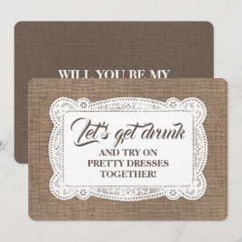 Funny Rustic Bridesmaid / Maid of Honor proposal Kaart
