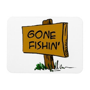 Funny Rustic Fun Gone Fishin Expressions Logo Magneet