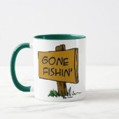 Funny Rustic Fun Gone Fishin Expressions Logo Mok (Links)