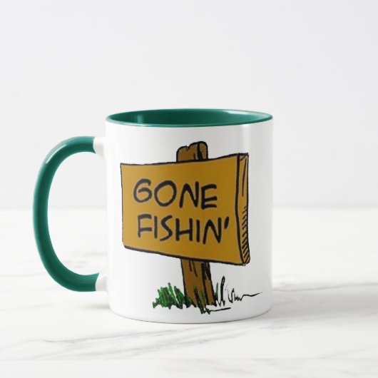 Funny Rustic Fun Gone Fishin Expressions Logo Mok (Links)