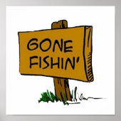 Funny Rustic Fun Gone Fishin Expressions Logo Poster (Voorkant)