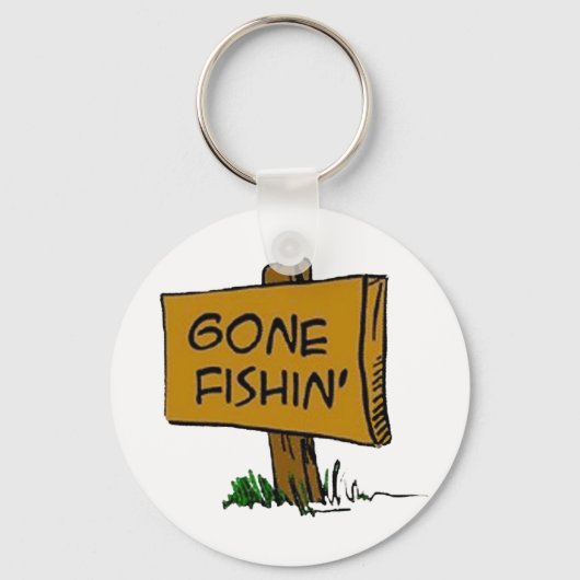 Funny Rustic Fun Gone Fishin Expressions Logo Sleutelhanger (Voorkant)